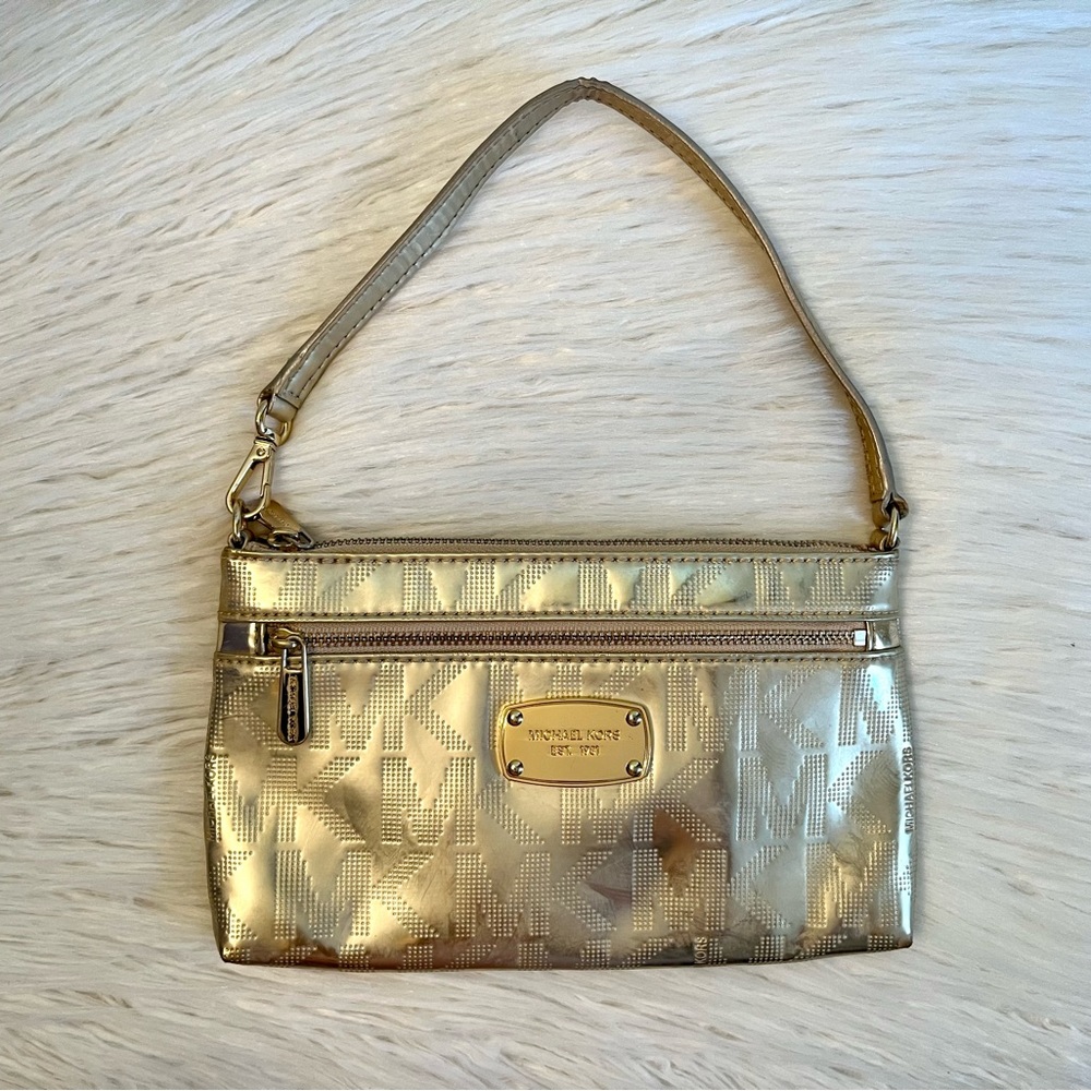 Michael Kors Jet Set Metallic Gold Small Purse/Wristlet